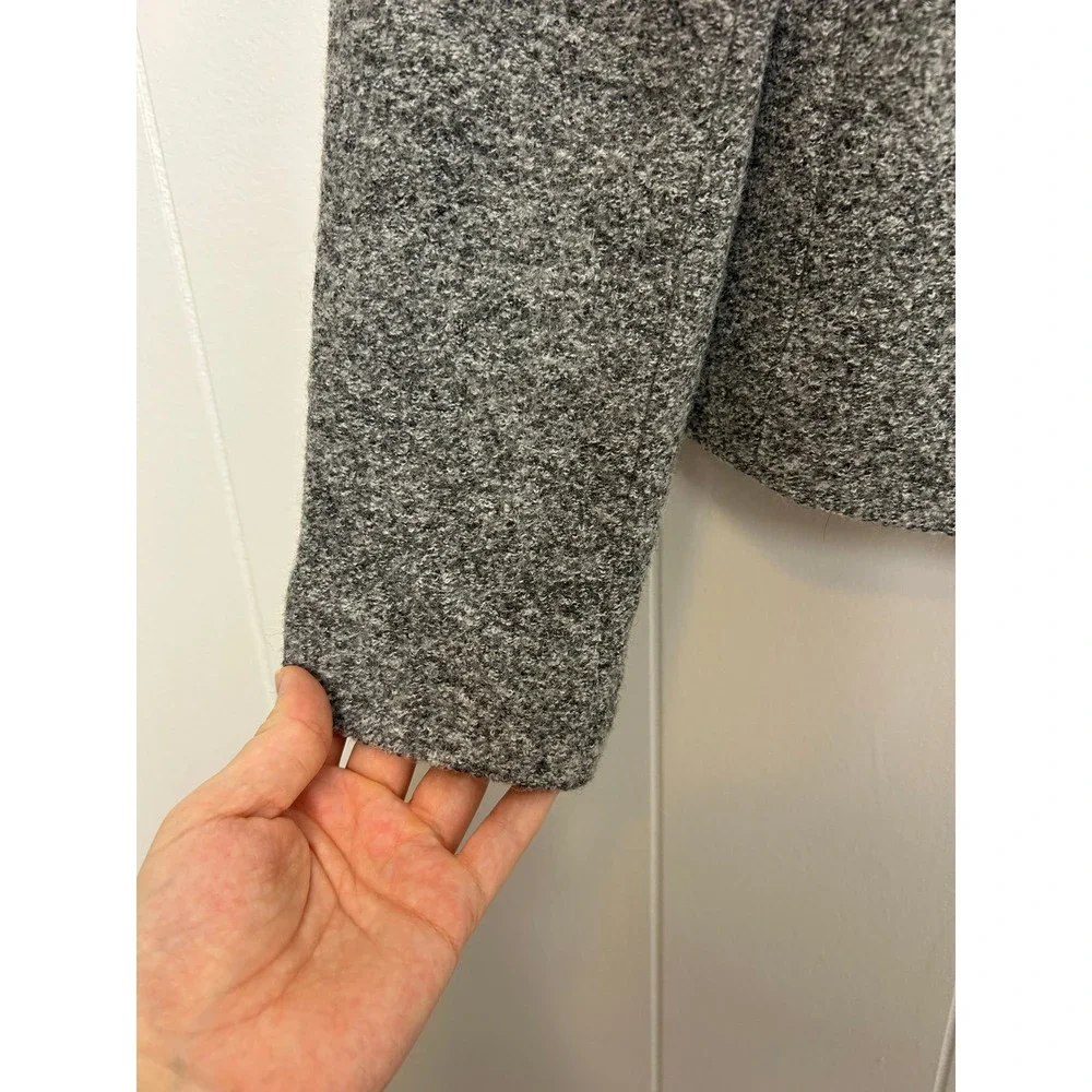 Talbots Blazer Women's 6P Jacket Gray Tweed Wool Blend Zip Front career workwear